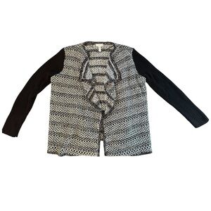 Women’s Charter Club Black and White Open Front Cardigan-1X